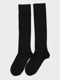 Mrs Merino High Ribbed Strømper i Sort