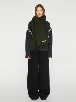 Narrow Fringe Tørklæde i Wood Green Melange
