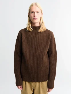Navy Crewneck i Natural Brown