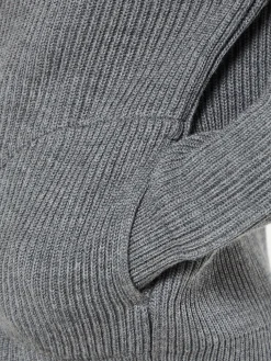 Navy Full Zip Pockets Strik i Grå