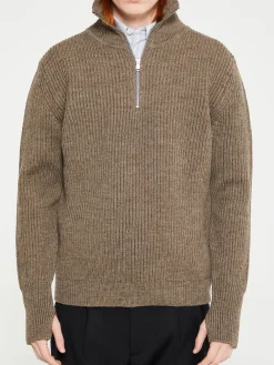 Navy Half Zip Strik i Natural Taupe