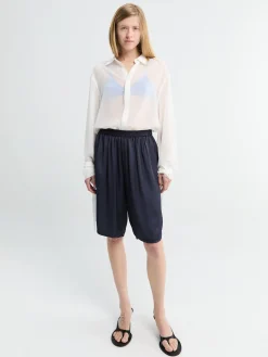 Nelis Satin Bermuda Shorts i Navy