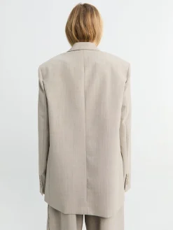 Newark dobbeltradet blazer i beige melange