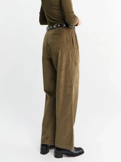 Norstrand Pleated Corduroy Bukser i Olive