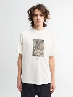 Off-Race Cotton Tech Graphic T-Shirt i Råhvid