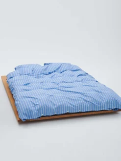 Percale Duvet Cover in Island Blue Stripes