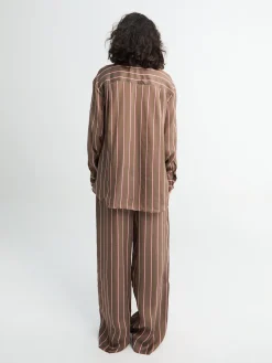 Peri Fluid Shirt i Brun Multi Stribe