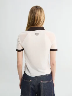 Polo Strik i Hvid og Brun