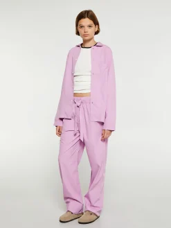 Poplin Pyjamas Bukser i Purple Pink