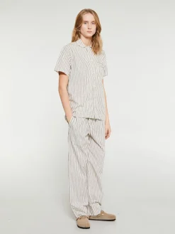 Poplin Pyjamas Kortærmet Skjorte i Hopper Stripes