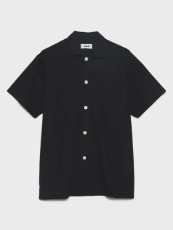Poplin Pyjamas Kortærmet Skjorte i All Black
