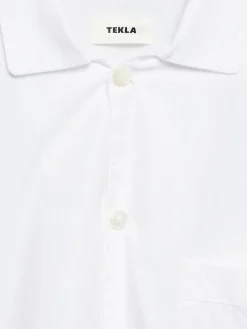 Poplin Pyjamas Kortærmet Skjorte i Alabaster White