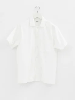 Poplin Pyjamas Kortærmet Skjorte i Alabaster White