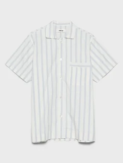 Poplin Pyjamas Kortærmet Skjorte i Needle Stripes
