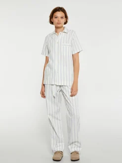 Poplin Pyjamas Kortærmet Skjorte i Needle Stripes
