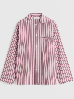 Poplin Pyjamas Long Shirt i Rhubarb Stripes