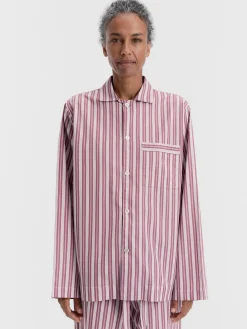 Poplin Pyjamas Long Shirt i Rhubarb Stripes