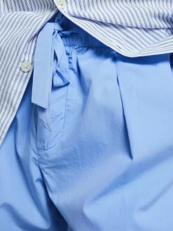 Poplin Pyjamas Pants Grosgrain Side Stripe i Cornflower