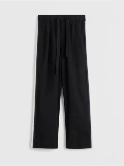Poplin Pyjamas Pants Grosgrain Side Stripe i All Black