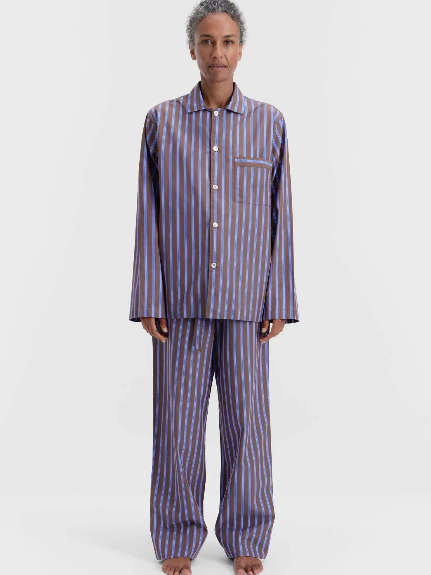 Poplin Pyjamas Pants in Chestnut Stripes