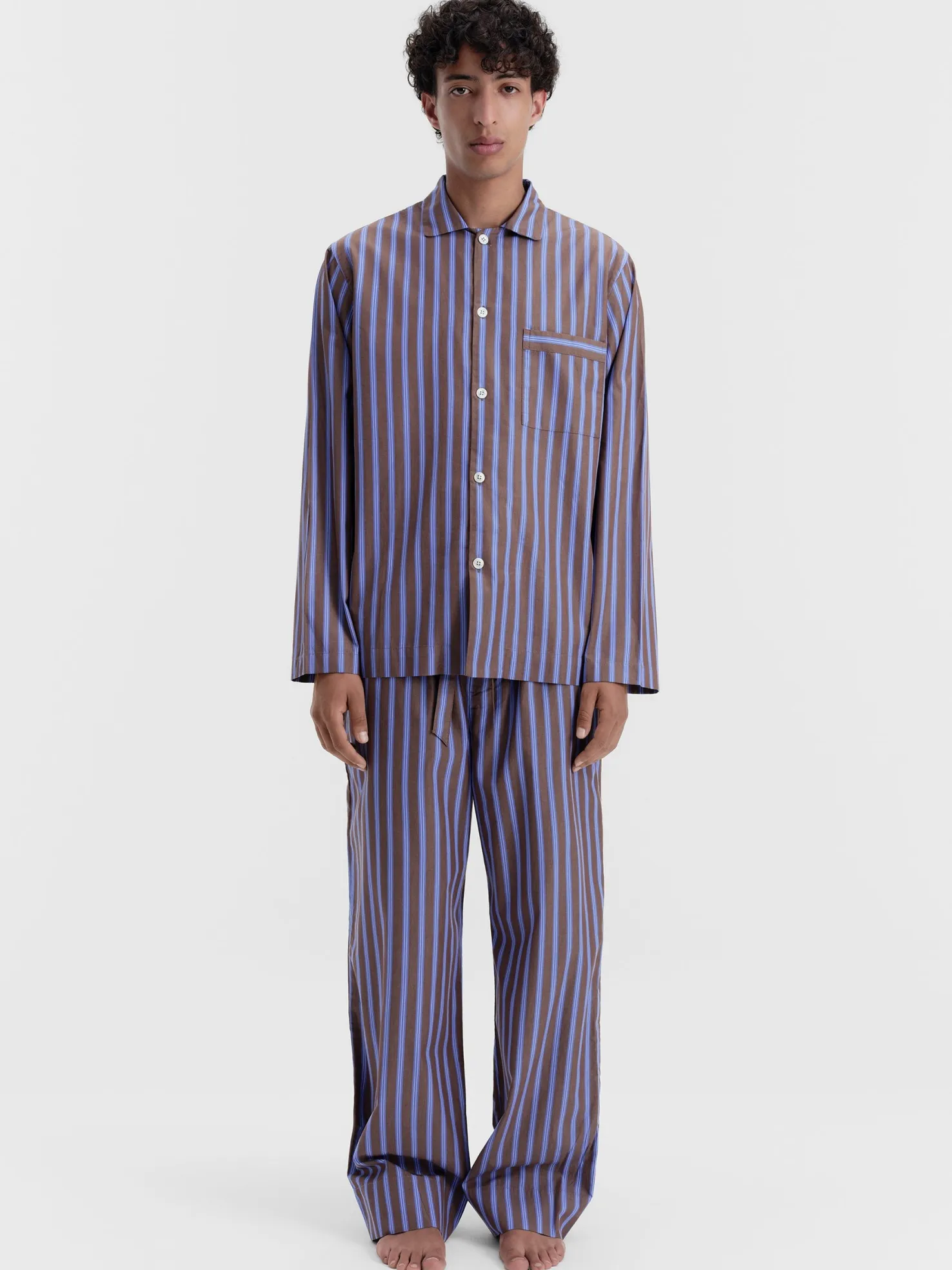 Poplin Pyjamas Pants in Chestnut Stripes
