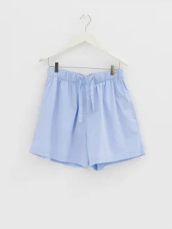 Poplin Pyjamas Shorts i Shirt Blue