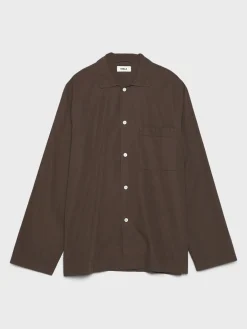 Poplin Pyjamas Skjorte i Coffee