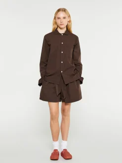 Poplin Pyjamas Skjorte i Coffee