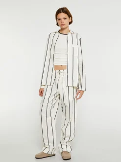 Poplin Pyjamas Skjorte i Shadow Stripes