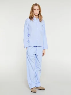 Poplin Pyjamas Skjorte i Shirt Blue