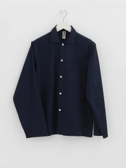 Poplin Pyjamas Skjorte i True Navy