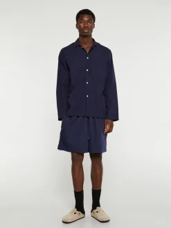 Poplin Pyjamas Skjorte i True Navy