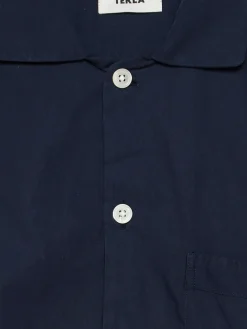 Poplin Pyjamas Skjorte i True Navy