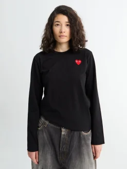 Red Heart Langærmet T-Shirt i Sort