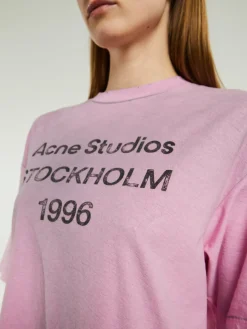 Relaxed Fit Logo T-Shirt i Cotton Candy Pink
