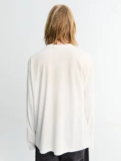 Relaxed Fit T-shirt i Støvet Hvid