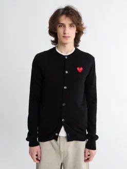 Rundhalset Cardigan Red Emblem Strik i Sort