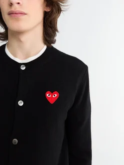 Rundhalset Cardigan Red Emblem Strik i Sort