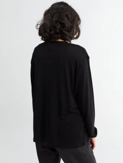 Rutas Jersey Henley Langærmet Top i Sort