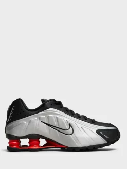 Shox R4 Sneakers i Black, Light Crimson og Metallic Silver