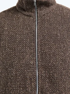 Shrunken Fullzip Polo i Brun Sparse Buckle Weave
