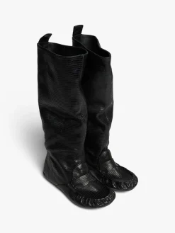 Slouch Saddle Boots i Sort