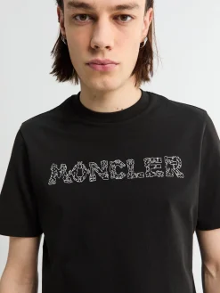 Space Embroidered Logo Bomulds T-Shirt i Sort