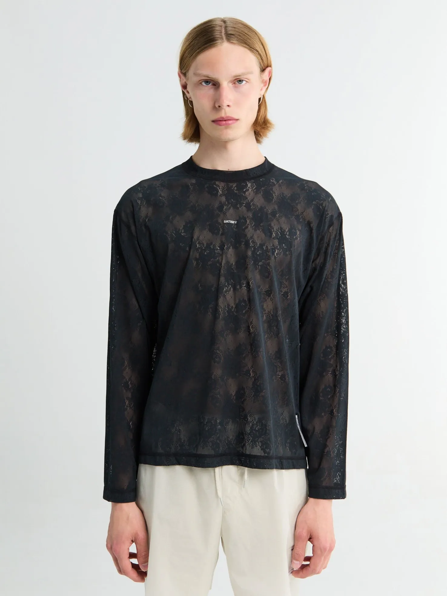 Space-Lace Long Tee i Sort SA