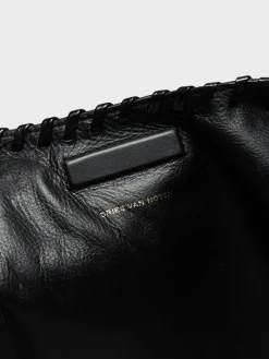 Stor Læder Tote Bag i Sort