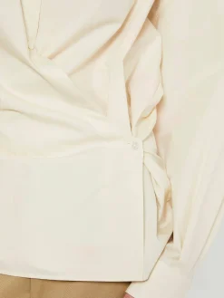 Straight Collar Twisted Skjorte i Cream