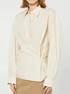 Straight Collar Twisted Skjorte i Cream