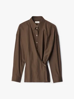 Straight Collar Twisted skjorte i Truffle