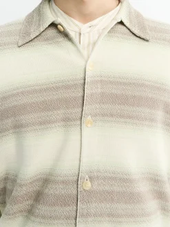 Strikket cardigan i bomuldssilke med gradient stribemønster i limegrå stribet