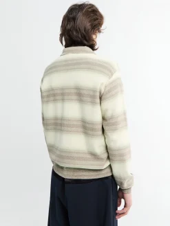 Strikket cardigan i bomuldssilke med gradient stribemønster i limegrå stribet